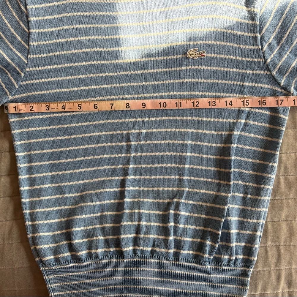 Lacoste 80s Blue and White Striped Sweater - Picture 5 of 6